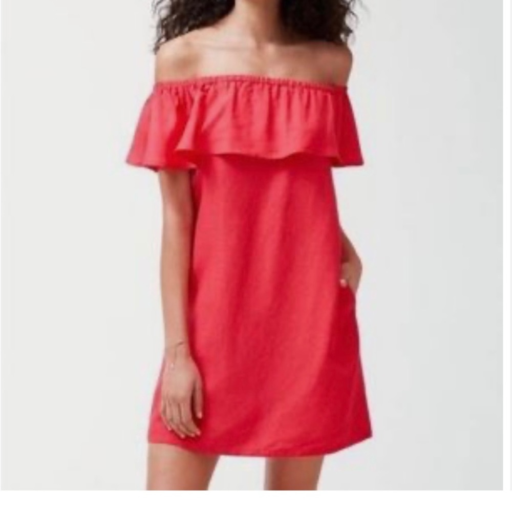 Tommy Bahama Red Linen Off the Shoulder Dress XL